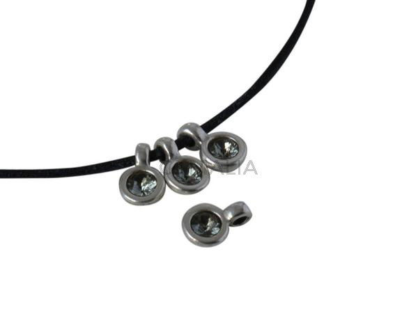 Swarovski and metal pendant 5mm. Silver-Black Diamond. Inn.1mm