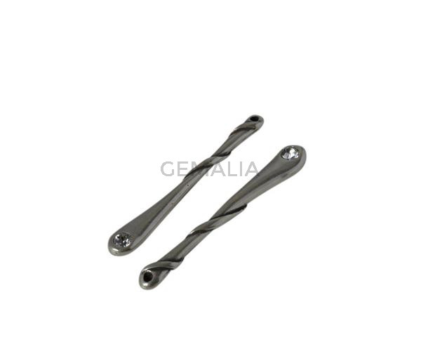 Swarovski and metal stick pendant 50x6mm.Silver-Crystal.Inn.1.8mm