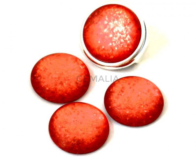 Resin. Cabochon. 20mm. Matt glittering coral. Best Quality.