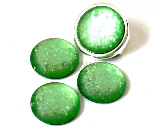 Resin. Cabochon. 20mm. Matt glittering green. Best Quality.