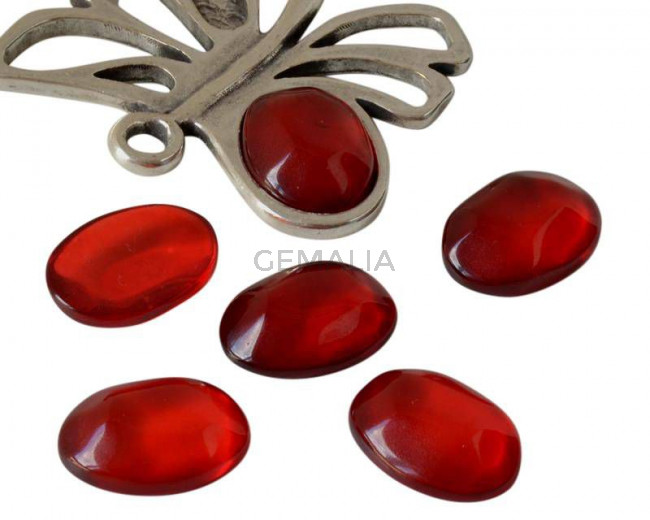 Resin. Cabochon. Oval. 24x18mm. Red. Best Quality.
