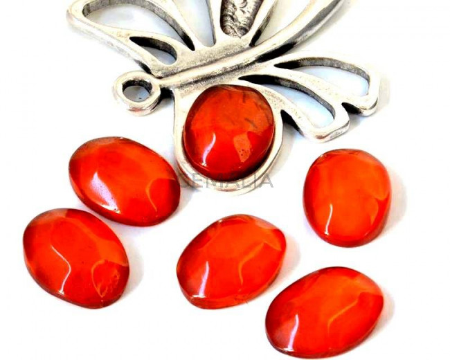 Resin. Cabochon. Oval. 24x18mm. Orange. Best Quality.