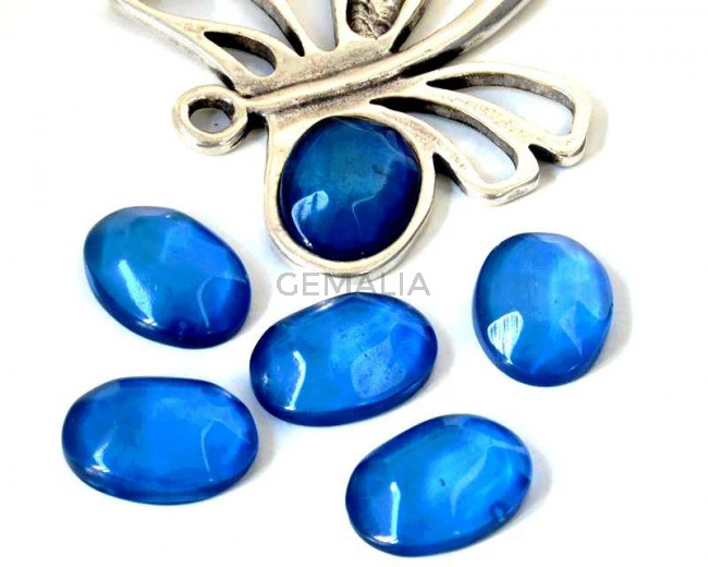 Resin. Cabochon. Oval. 24x18mm. Light blue. Best Quality.