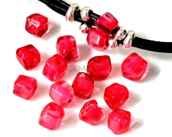 Resin. Irregular tube. 9x8mm. Fuchsia. Inn.3mm. Best Quality.