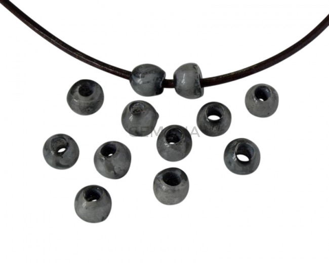 Round Resin 7x7x5mm. Marbled grey. Inn.3mm aprox. Best Quality.