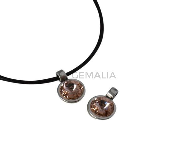 Swarovski and metal pendant 13mm. Silver-Light Peach. Inn.2.8mm