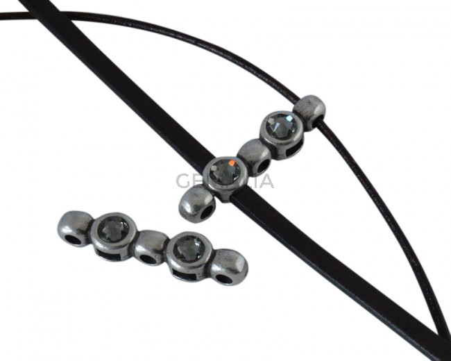 SWAROVSKI and Zamak connector 26x6mm. Silver-Silver Night.Inn.1.8/3x1.7mm