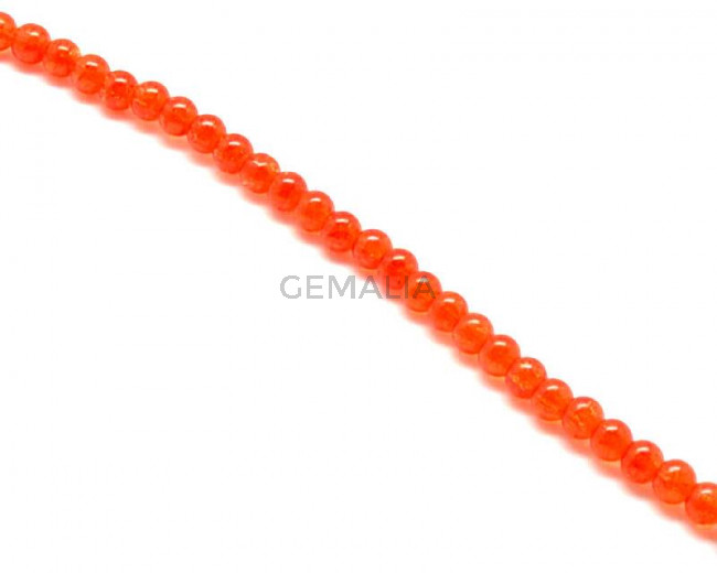Crackle Glass. Round. 8mm. Orange. 15-Inch Strand.