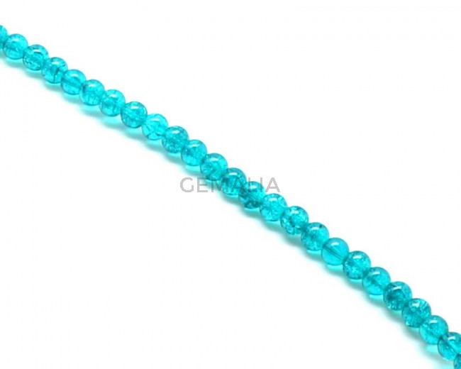 Crackle Glass. Round. 8mm. Sea green. 15-Inch Strand.