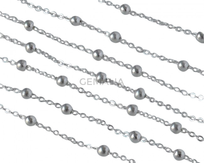 Ball chain Brass 2mm. Shiny Silver