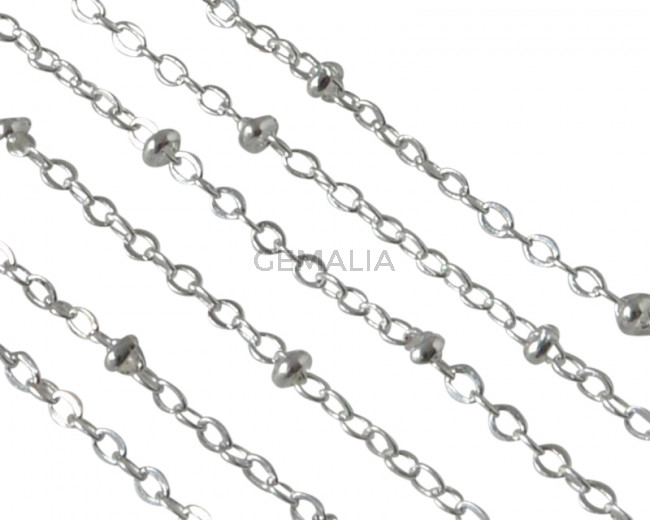 Brass rondell chain 2mm.Shiny Silver
