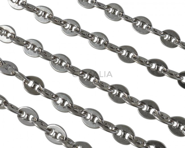 Brass chain connectors 7x5.2mm. Silver.