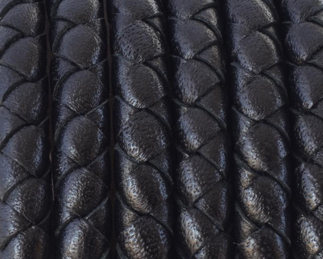 Round braided leather cord 5mm black snake - Best Quality