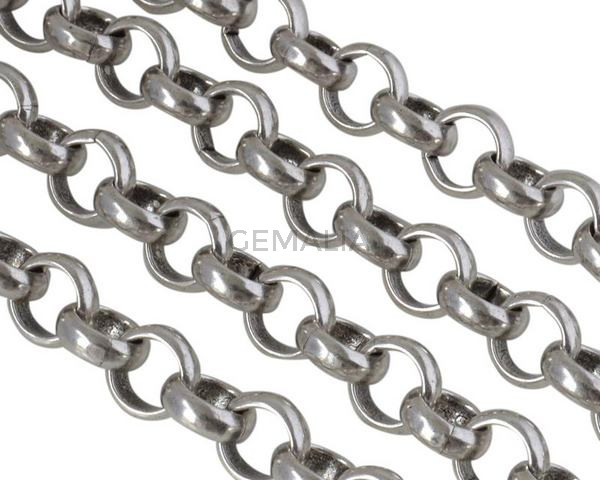 Brass Rolo chain 10,2x10,2mm. Silver