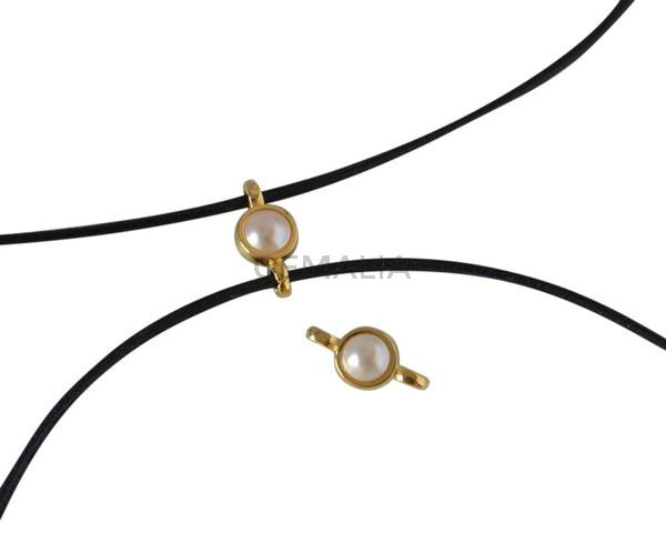 Swarovski and metal connector 10x5mm. Gold-Cream Pearl.Inn.2m
