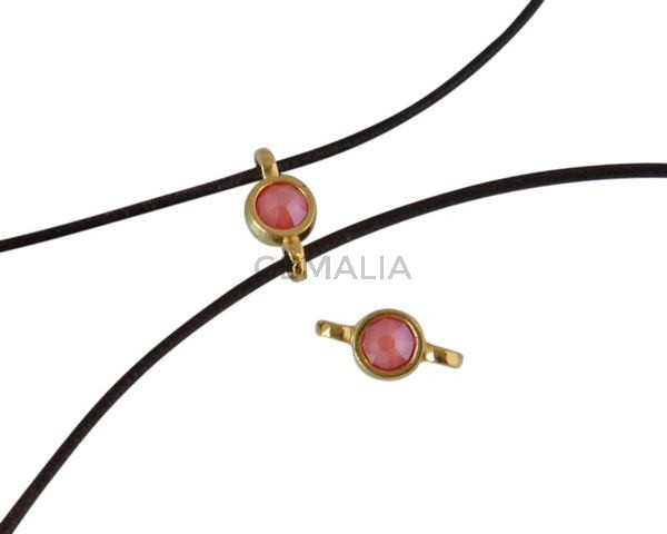 Swarovski and metal connector 10x5mm. Gold-Light Coral.Inn.2m