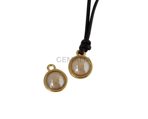 Swarovski and metal pendant coin 9x5x9.5mm. Gold-Golden Shadow Pearl. Inn1.8mm