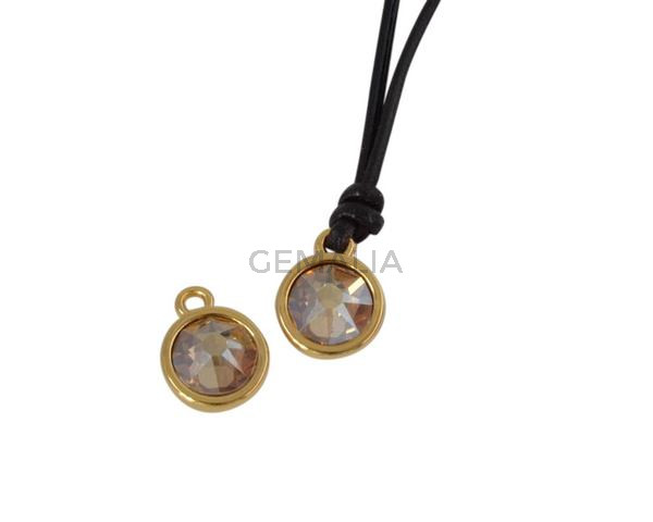 Swarovski and metal pendant coin 9x5x9.5mm. Gold-Golden Shadow. Inn1.8mm