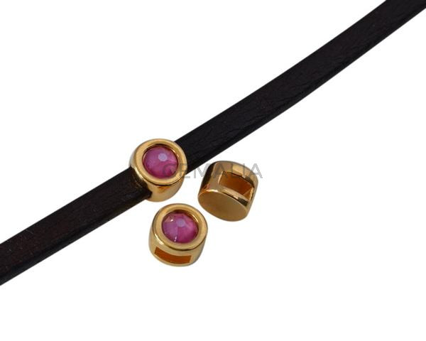 SWAROVSKI and Zamak Slider. 8mm coin. Gold-PeonyPin. Inn.5x2mm