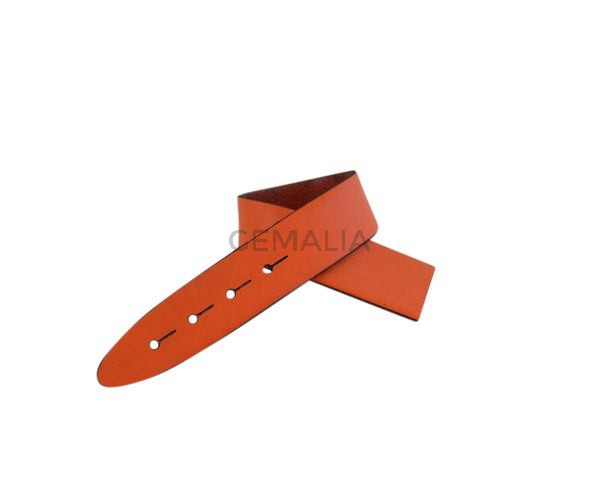Leather cord strand for buckle clasp 230x20mm. Orange-black edges. Best Quality