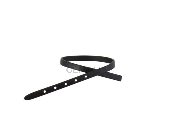 Leather cord strand for buckle clasp 230x6mm. Black-black edges. Best Quality