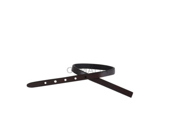 Leather cord strand for buckle clasp 230x6mm. Dark brown-black edges. Best Quality