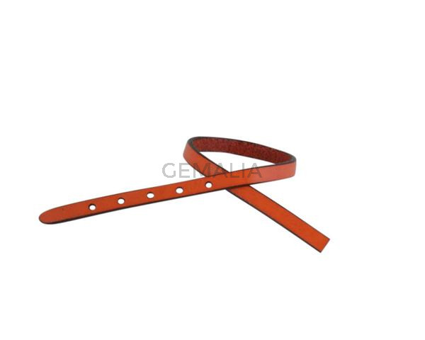 Leather cord strand for buckle clasp 230x6mm. Orange-black edges. Best Quality