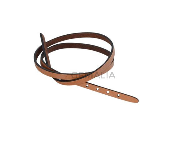 Leather cord strand for buckle clasp 590x6mm. Camel-black edges. Best Quality