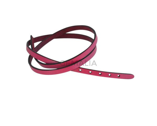 Leather cord strand for buckle clasp 590x6mm. Fuchsia-black edges. Best Quality