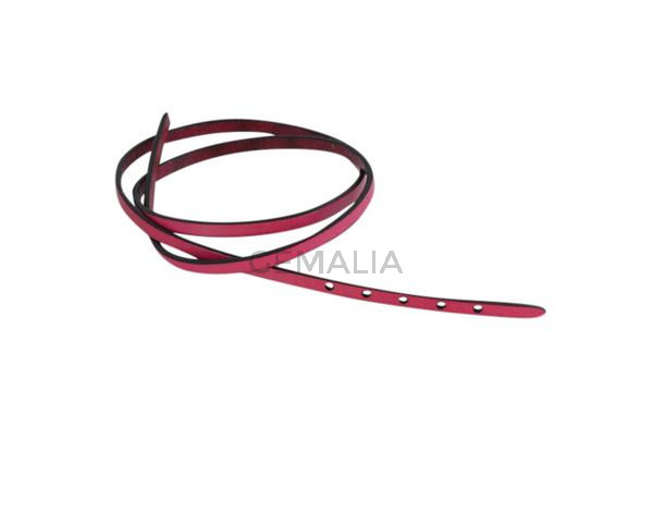 Leather cord strand for buckle clasp 590x5mm. Fuchsia-black edges. Best Quality