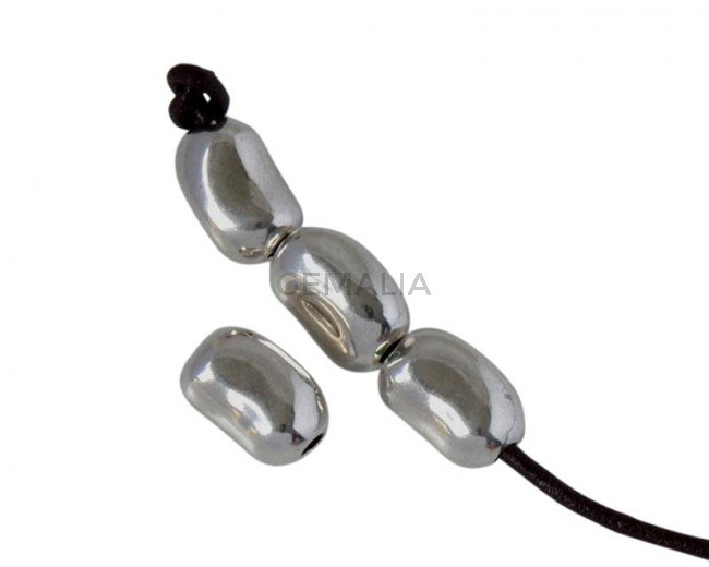 Metal bead Zamak slider irregular 15x10x8mm. Silver. Inn.3mm
