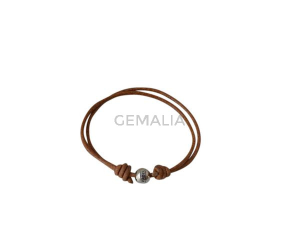 Paddle bracelet with 2mm leather and adjustable. Natural. Best Quality