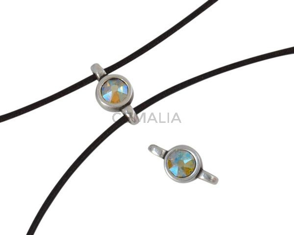 Swarovski and metal connector 10x5mm. Silver-Citrine Shimmer.Inn.2m