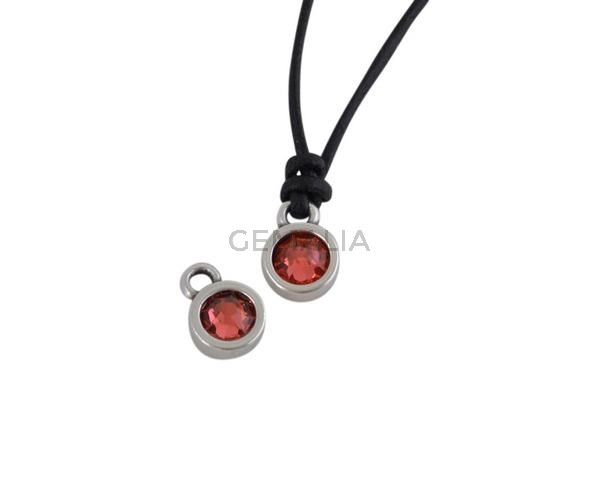 Swarovski and metal pendant coin 6.5x6.5mm. Silver-Padparadcha. Inn1.8mm