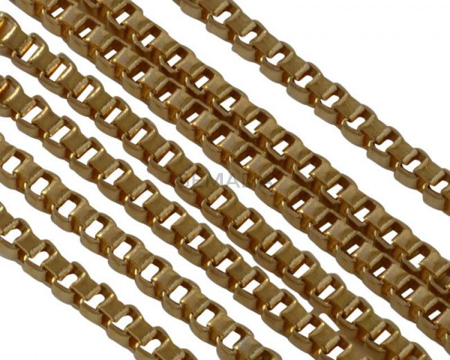 Stainless Steel Square Chain 1.5mm. Stainless Steel 304. Gold