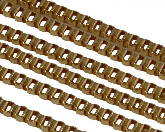 Stainless Steel Square Chain 2mm. Stainless Steel 304. Gold