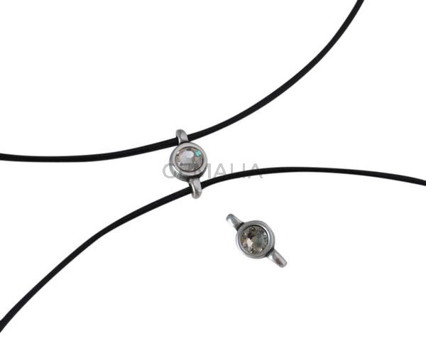 Swarovski and metal connector 10x5mm. Silver-Crystal.Inn.2m
