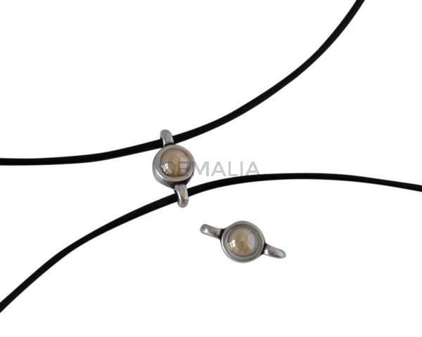 Swarovski and metal connector 10x5mm. Silver-Golden Shadow Pearl.Inn.2m