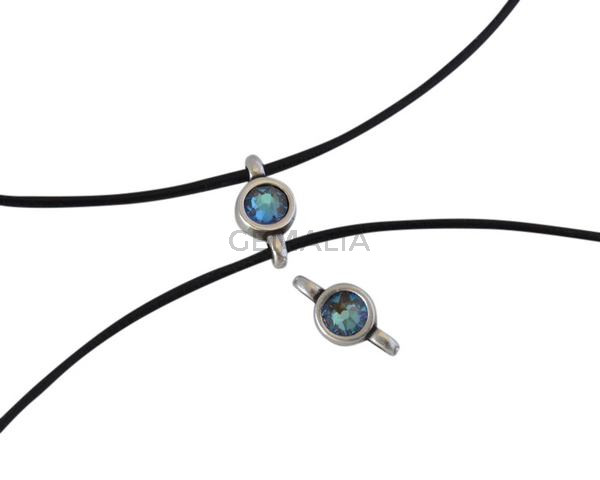 Swarovski and metal connector 10x5mm. Silver-Army Green Delite.Inn.2m
