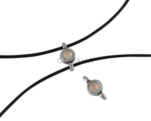 Swarovski and metal connector 10x5mm. Silver-Light Grey Delite.Inn.2m