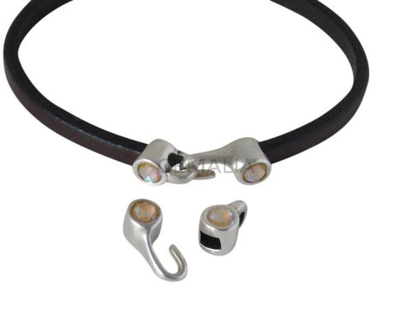 SWAROVSKI and metal clasp 11x4.5mm with end cap coin. Silver-Ochre Delite. Inn.3x2mm