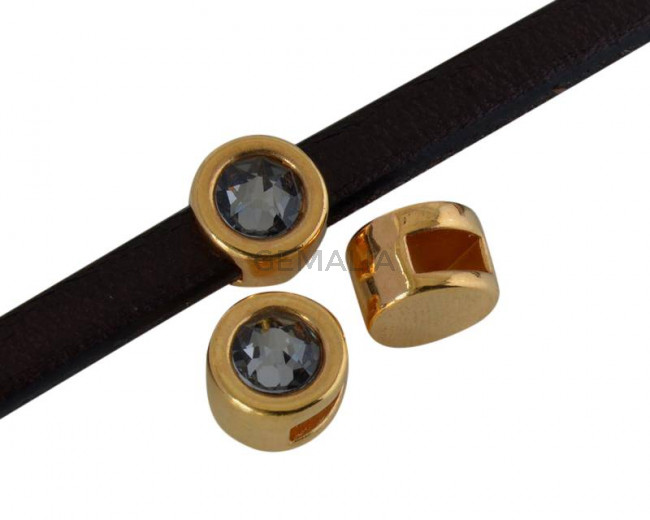 SWAROVSKI and Zamak Slider. 8mm coin. Gold-GoldNight. Inn.5x2mm