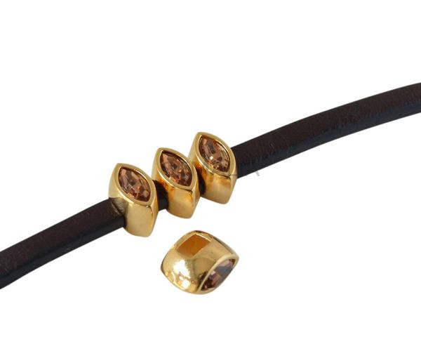 SWAROVSKI and metal slider navette 7.5x4mm. Gold-Light Colorado Topaz. Int.3x2mm