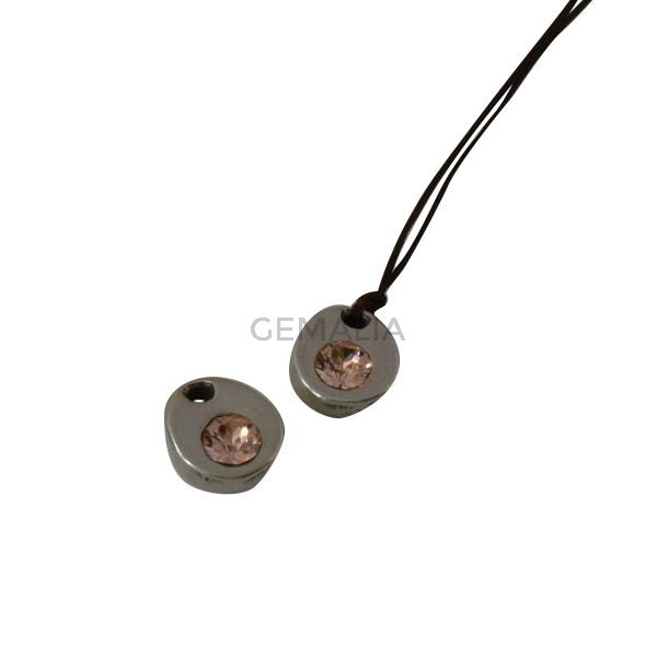 Swarovski pendant 9x8x5mm. Silver-light peach. Int.1.2mm