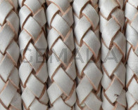 Bolo Braided Round Leather Cord. 10mm. White
