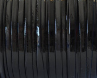 Flat Round Leather cord. 3mm. Black gloss. Best Quality.