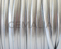 Flat Round Leather cord. 3mm. Silver color. Best Quality.