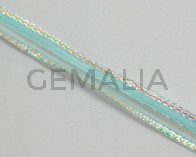 Ribbon&wire. 7mm. Sea blue. Best Quality.