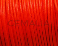 Round leather Cord. 2mm. Fluorescent orange.  Best Quality.
