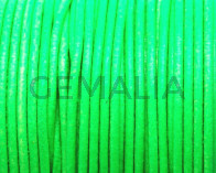 Round leather Cord. 2mm. Fluorescent green. Best Quality.